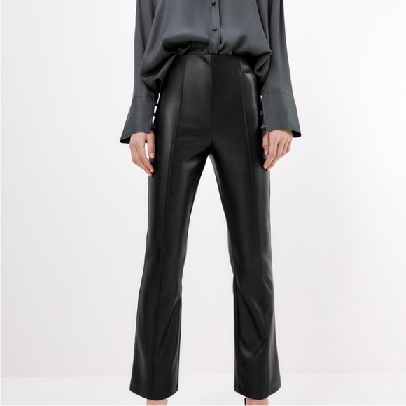 Zara Pants & Jumpsuits Zara Faux Leather Flared Leggings Poshmark